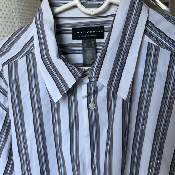 Crazy Horse Size XL Striped Silver & White Shiny Dress Shirt Button Down NWOT - Picture 3 of 16